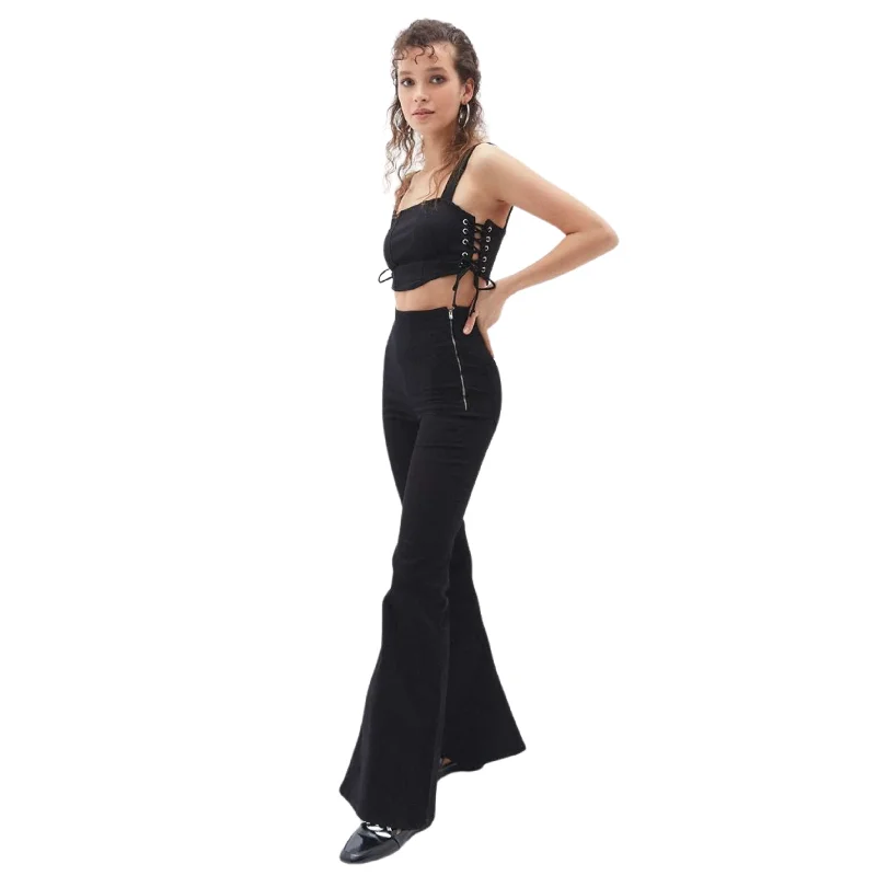 OXXO - High Rise Flared Denim Pants Sleek Black Pants