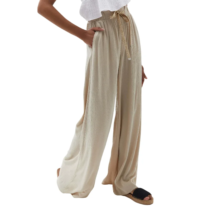 OXXO - High Rise Wide Leg Sparkle belt Pants Elegant High-Waist Pants