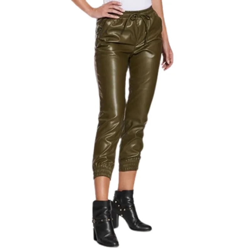 DOLLHOUSE - Faux-Leather Jogger Pants Cozy Full-Length Pants