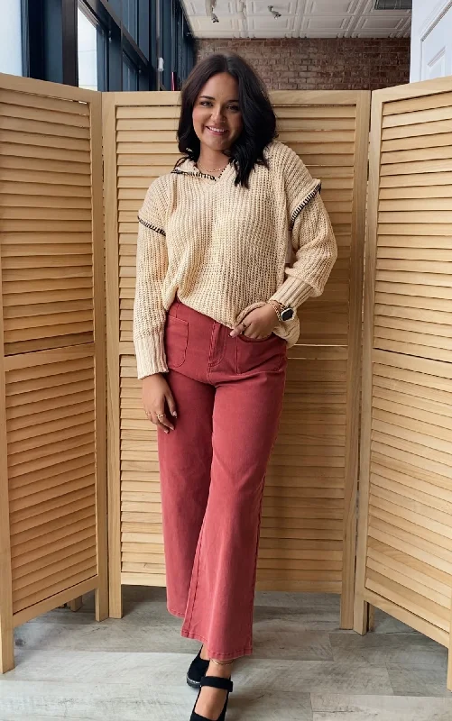 Uptown Girl Pants | Rust Casual Wide Pants