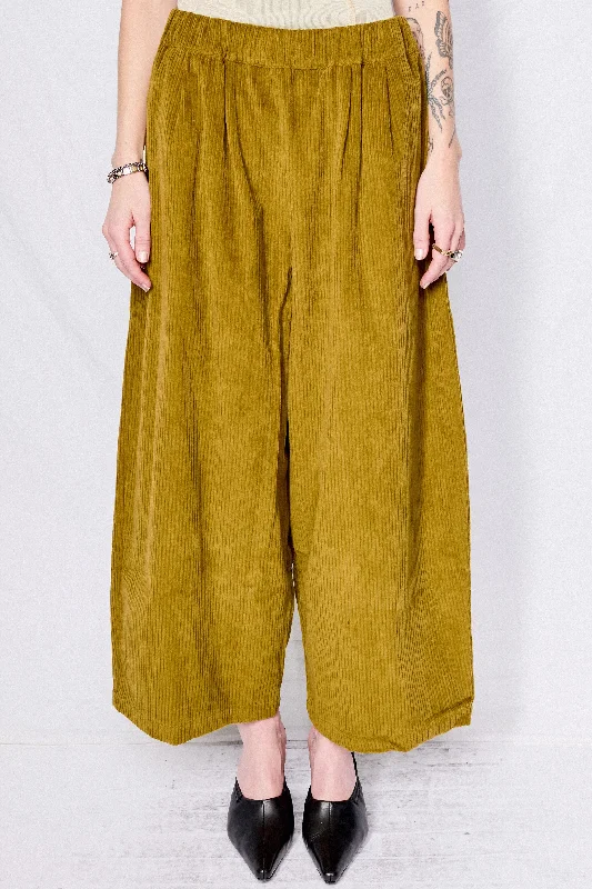 Dark Olive Corduroy Wide Pants Cozy Fitted Pants