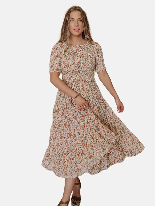 Trish Dress in Taupe Floral