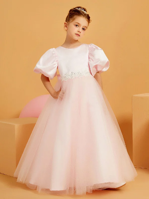 Ball-Gown/Princess Floor-Length Flower Girl Dress Blushing Pink