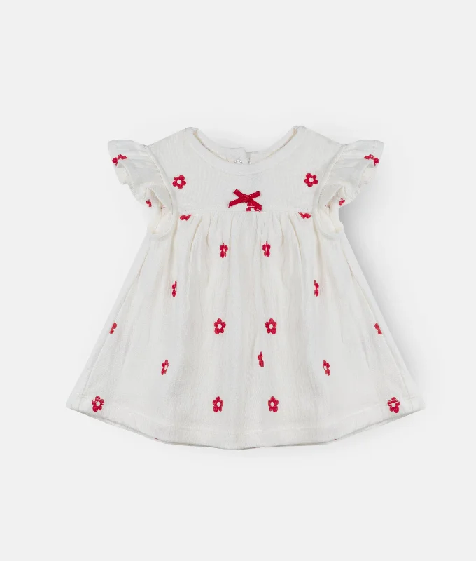 Ivory Red Flower Print Baby Dress