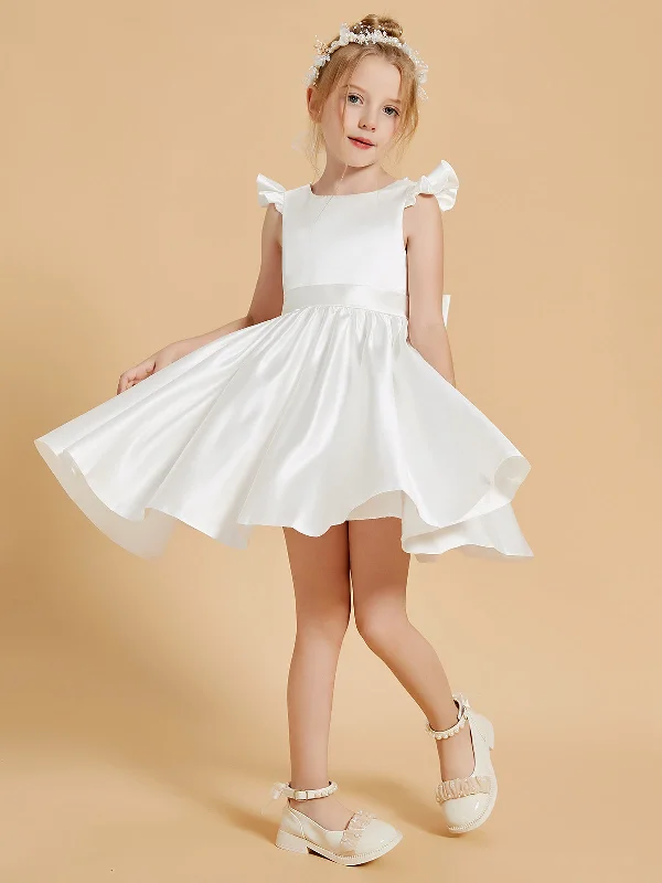 Charming Scoop Neck Flutter Sleeves Knee Length Flower Girl Dresses