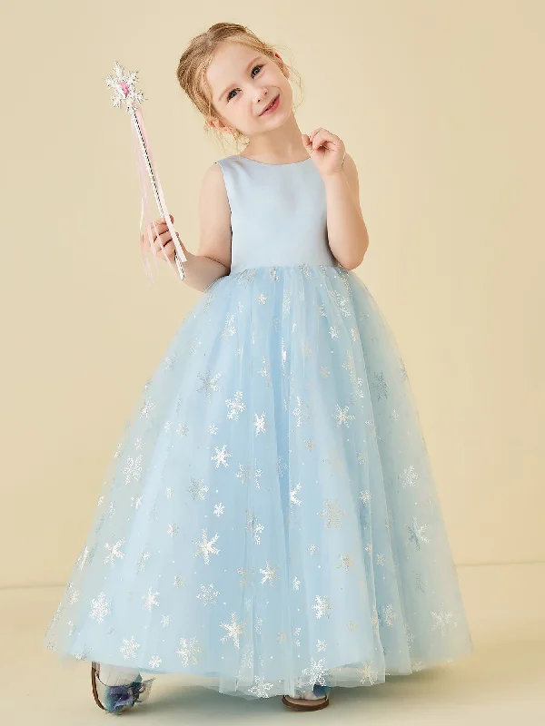 Snowflake Applique Flower Girl Dresses With Bow