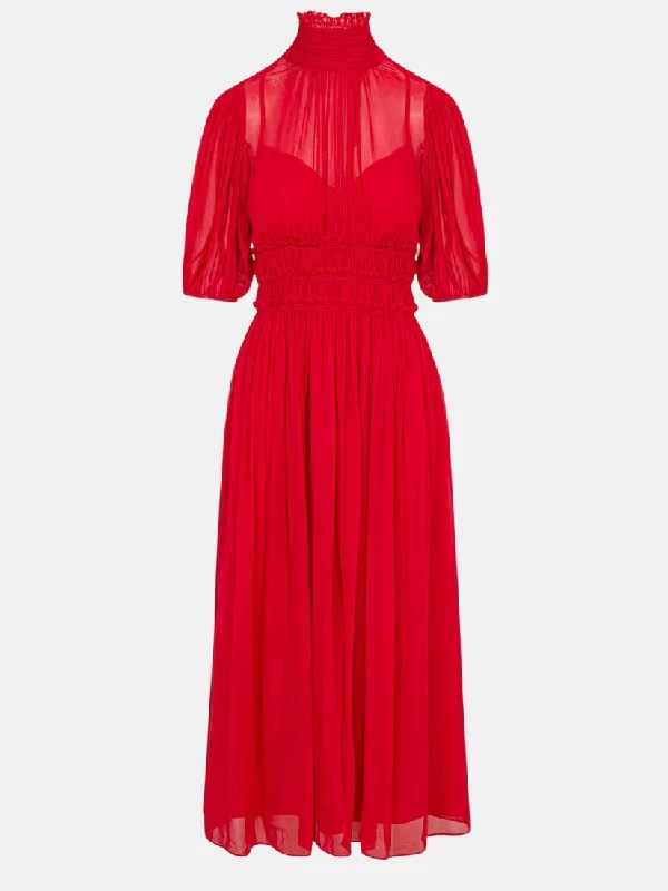 Viscose Chiffon Smocked Waist Dress