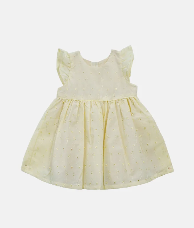 Creamy Yellow Cutwork Baby Dress
