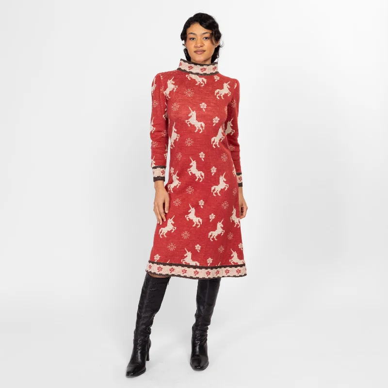 Sm-Med 70s Giorgio di Sant'Angelo Unicorn Novelty Print Knit Dress