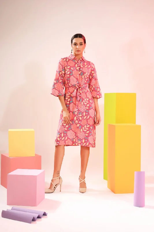 Floral Lavender Muslin Silk Dress