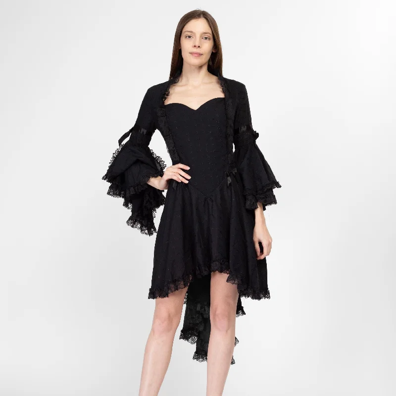 XS-Sm Y2K Black Lace Gothic Princess Angel Sleeve Dress