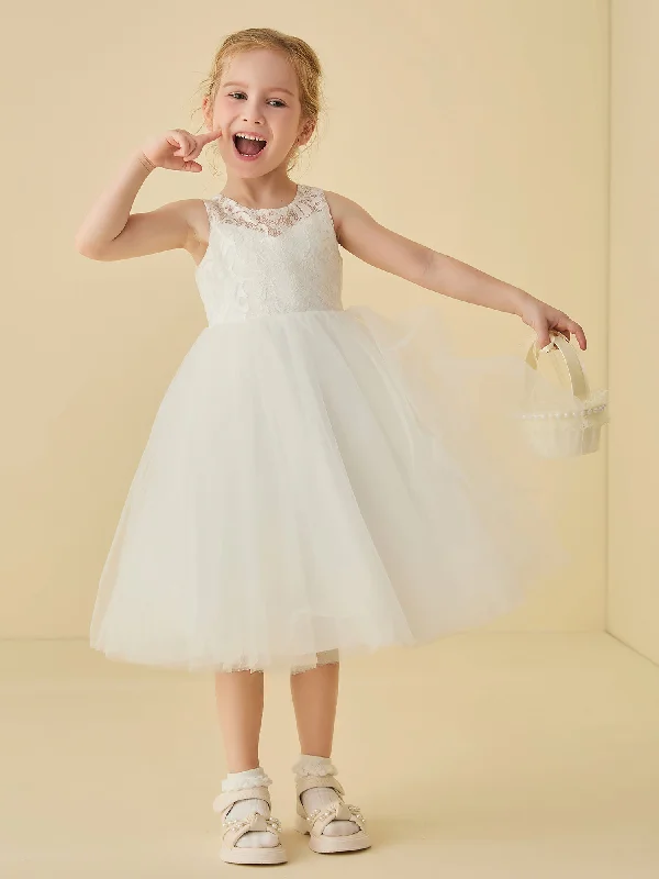 Cute Sleeveless Lace Tulle Flower Girl Dresses