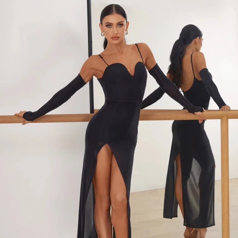 Black Long Mesh Practice Dress | 2447