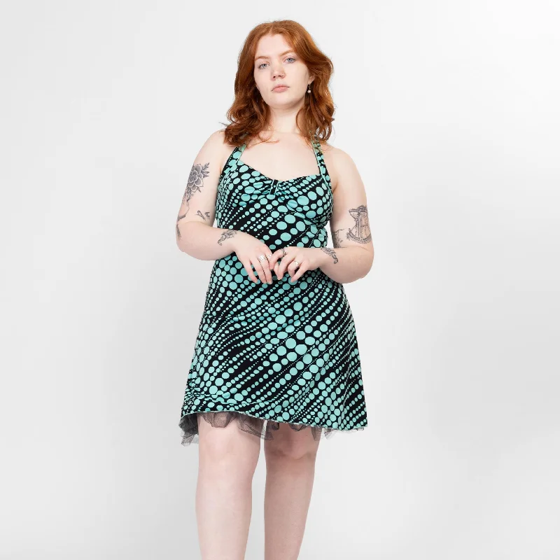 Large 90s Pinup Polka Dot Halter Dress