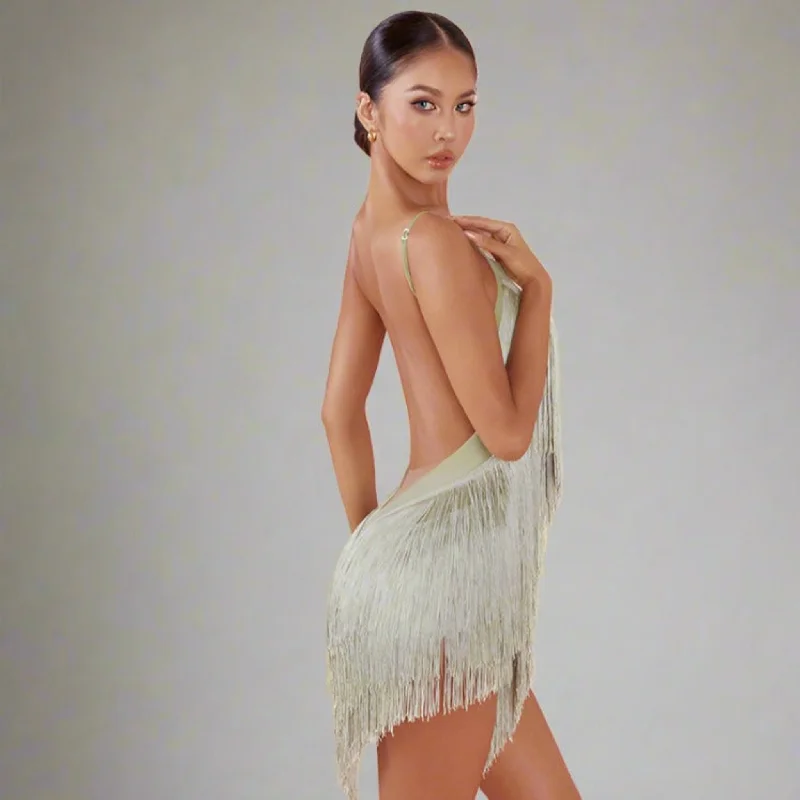 Vibrant Fringe Dress | Green / Red / Blue / Black | 2420