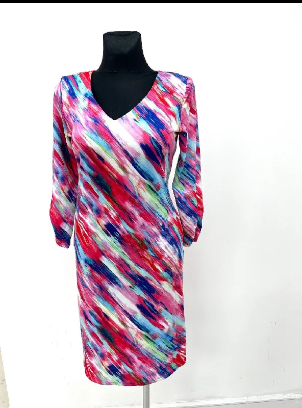 Yew Knee length dress with pockets in soft stretch fabric
