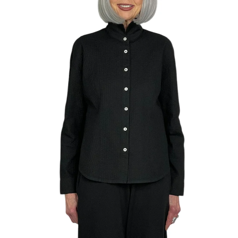 SHORT SHAPED SHIRT V-Neck T-Shirt Long Sleeve Cotton