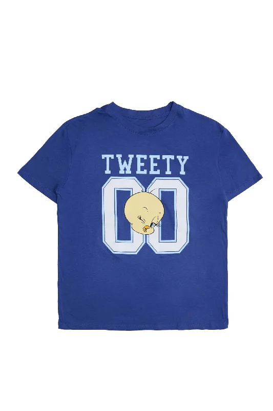 Tweety Bird Graphic Relaxed Tee Mesh Canvas Denim