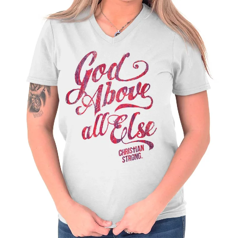 Above All Else V-Neck T Shirt Elasticated Padded Insulated