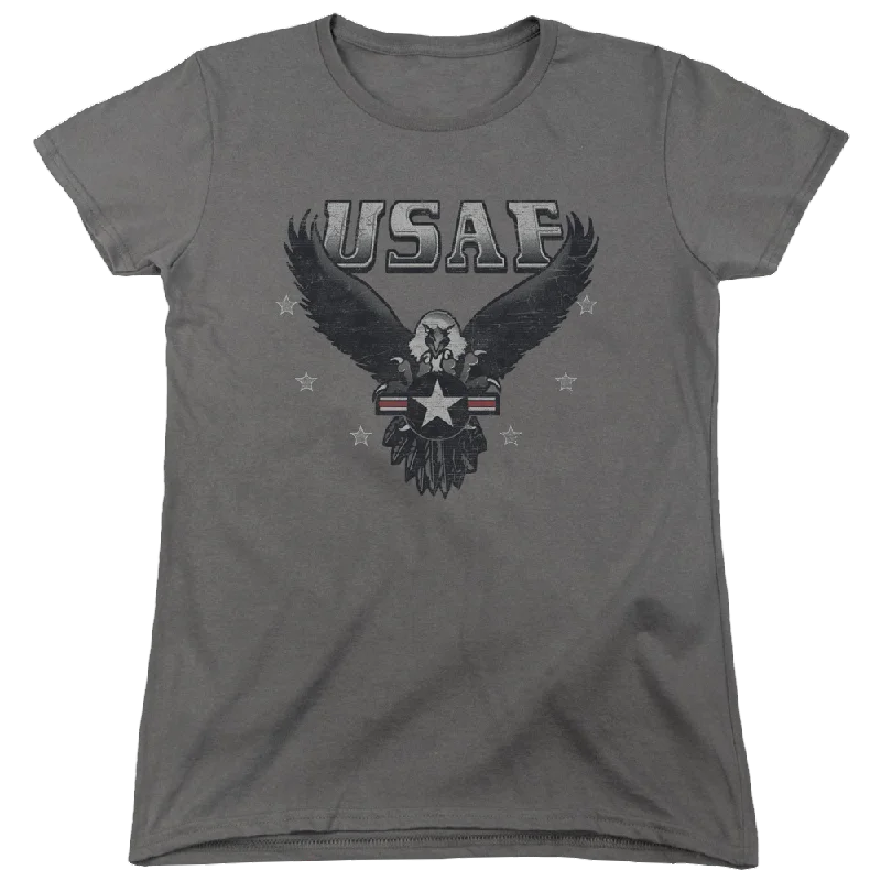 Air Force Incoming - Women's T-Shirt Denim Fabric Leather Fabric Suede Fabric