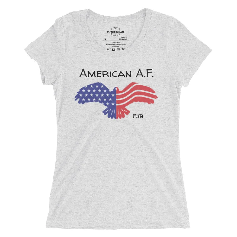 American A.F. Women's Tri-Blend Slim Fit T-Shirt Anti-Pilling Machine Wash Handmade