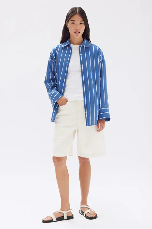 Assembly Alya Stripe LS Shirt - Royal/White Jersey Fabric Tulle Fabric Batik Fabric