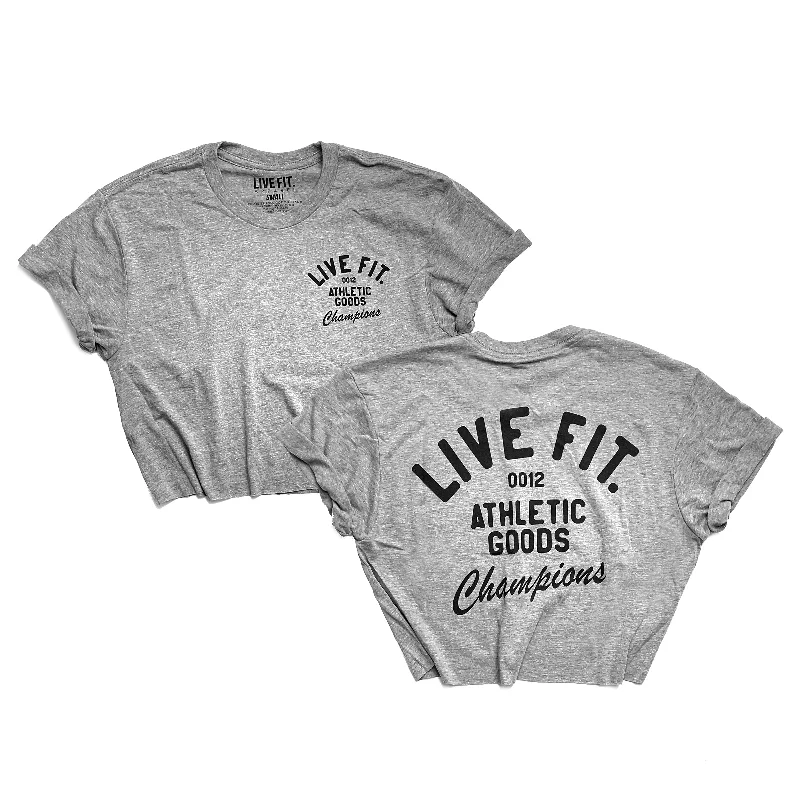 Athletic goods Crop Tee - Heather Grey Chenille Brocade Lace