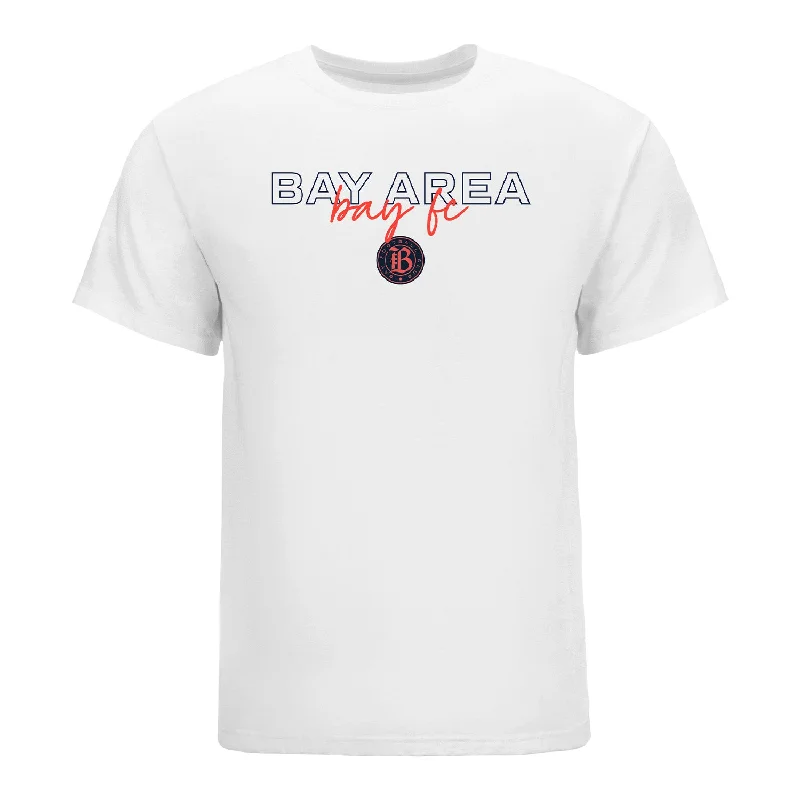 Unisex Bay FC Mosaic Motion White Tee Silk Blend Satin Velvet