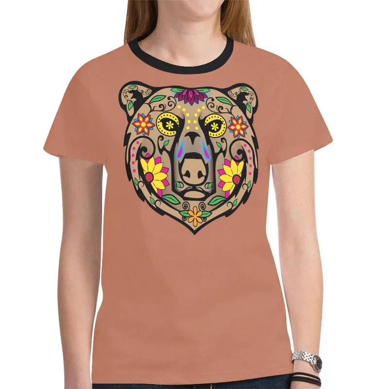 Bear Spirit Guide (Brown) T-shirt for Women Fitted T-Shirt Seamless Stretchy