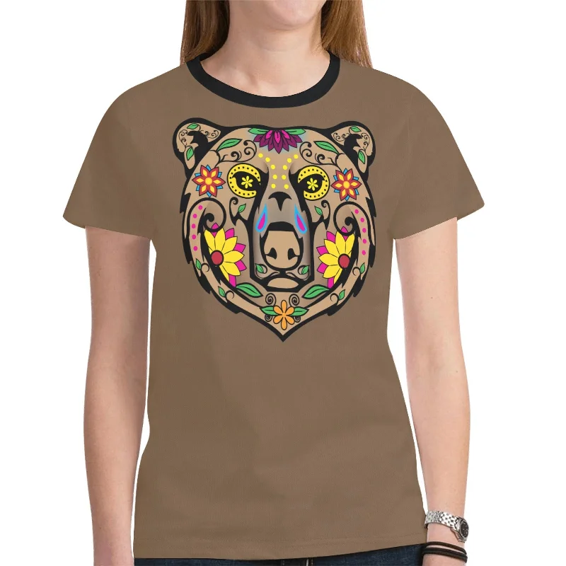 Bear Spirit Guide (Dark Brown) T-shirt for Women Satin Fabric Silk Fabric Chiffon Fabric Bear Spirit Guide (Dark Brown) T-shirt for Women Satin Fabric Silk Fabric Chiffon Fabric