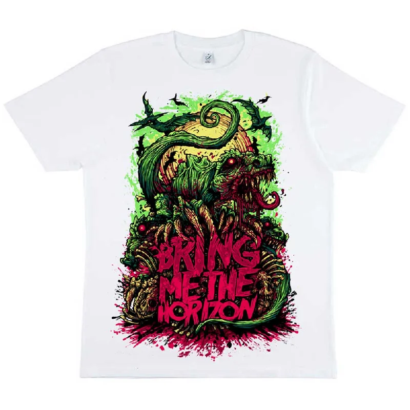 BRING ME THE HORIZON Attractive T-Shirt, Dinosaur Asymmetrical Pockets Print
