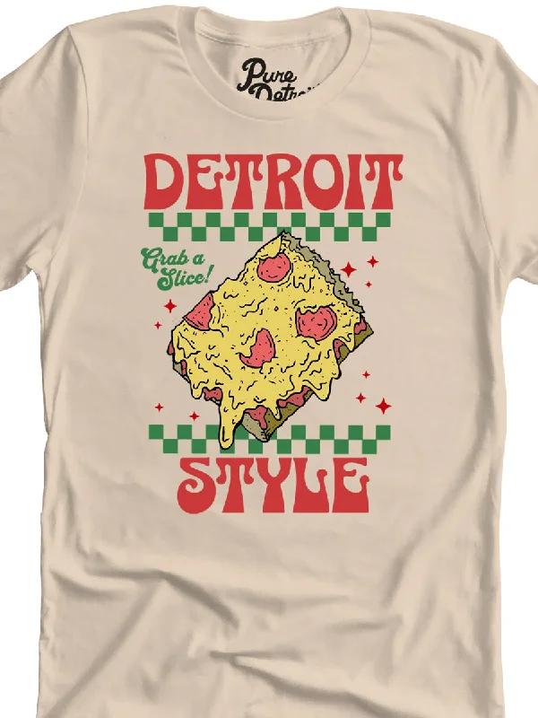 Detroit Style Pizza - Grab a Slice! - Premium Unisex T-shirt - Soft Cream Layered Multi-layer Single Layer Detroit Style Pizza - Grab a Slice! - Premium Unisex T-shirt - Soft Cream Layered Multi-layer Single Layer