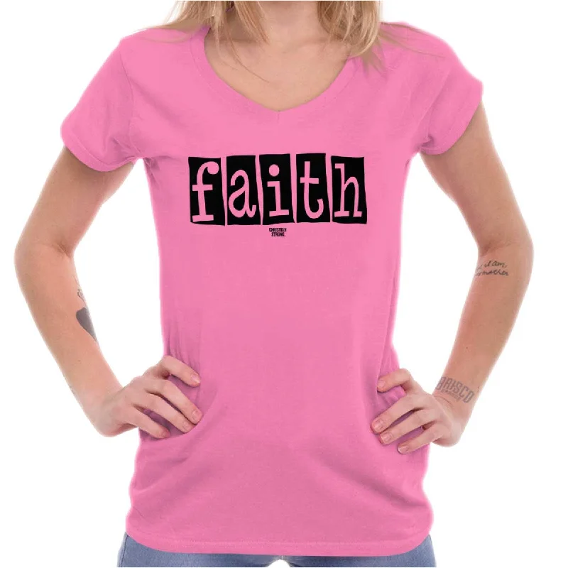 Faith Junior Fit V-Neck T-Shirt Rayon Fabric Velvet Fabric Corduroy Fabric