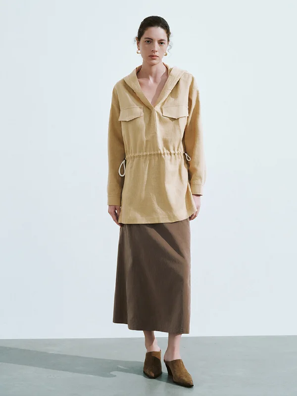 Flap Pocket Overhead Shirt Print Jacquard Patchwork