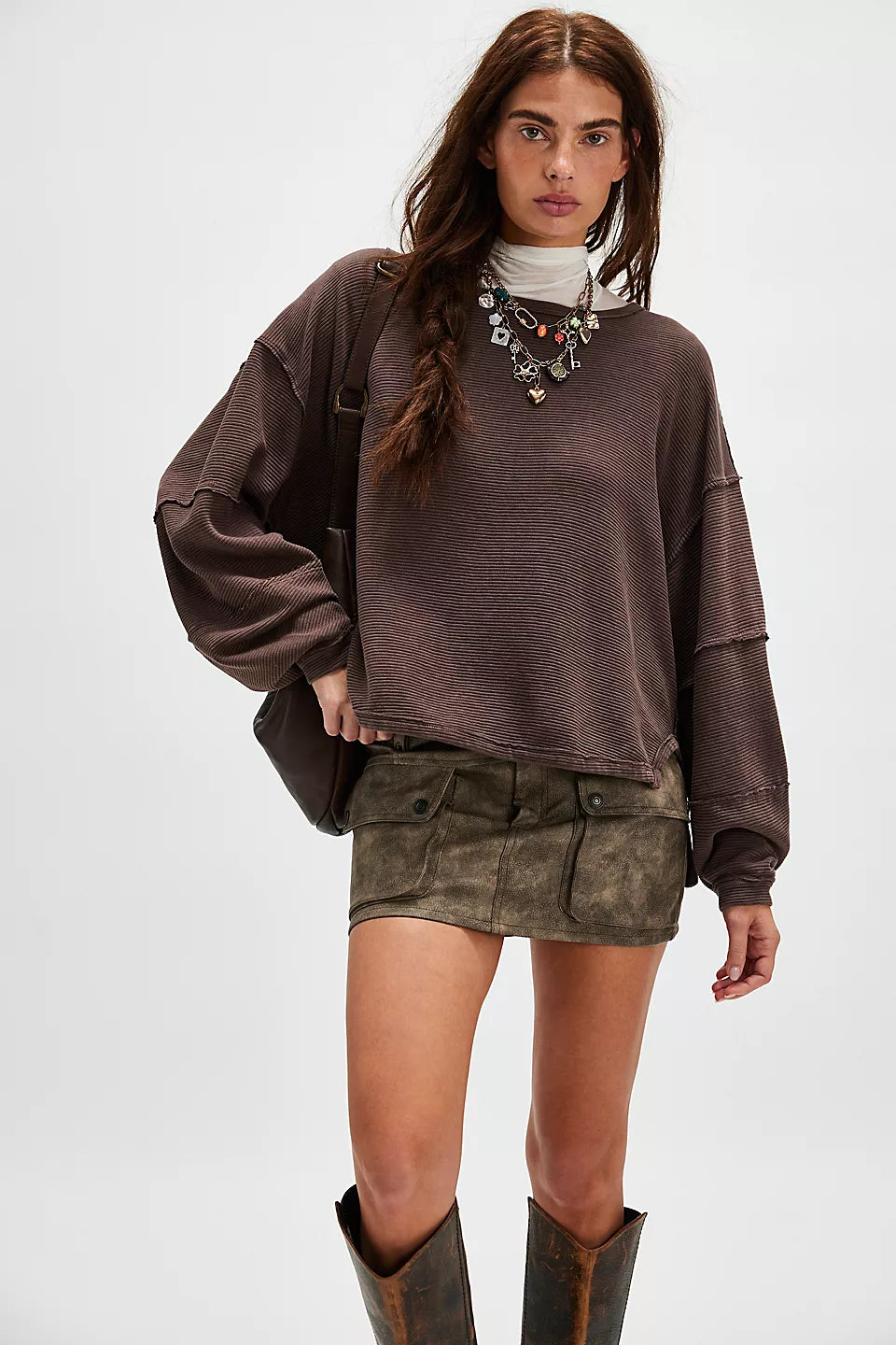 Free People We The Free Total Eclipse Tee - SHAVED CHOCOLATE Fitted T-Shirt Seamless Stretchy Free People We The Free Total Eclipse Tee - SHAVED CHOCOLATE Fitted T-Shirt Seamless Stretchy