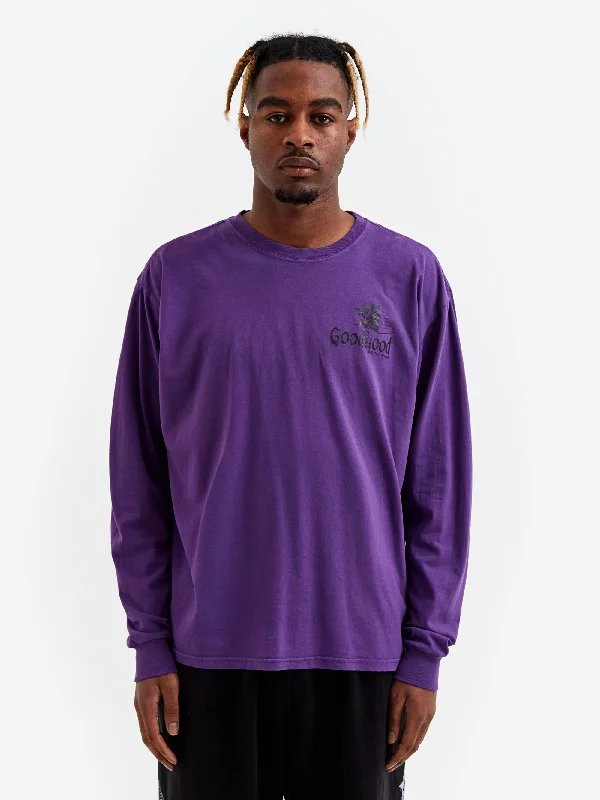 Goodhood Worldwide Pyramid Longsleeve T-Shirt - Purple Cashmere Blend Cotton Blend Poly Blend Goodhood Worldwide Pyramid Longsleeve T-Shirt - Purple Cashmere Blend Cotton Blend Poly Blend