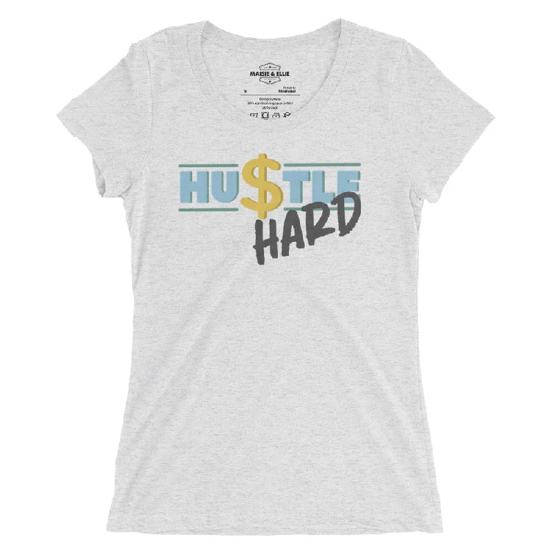 Hu$tle Hard Women's Tri-Blend Slim Fit T-Shirt Striped Floral Plaid