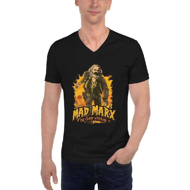 Mad Marx - The Class Warrior - Unisex V-Neck T-Shirt Silk Blend Satin Velvet