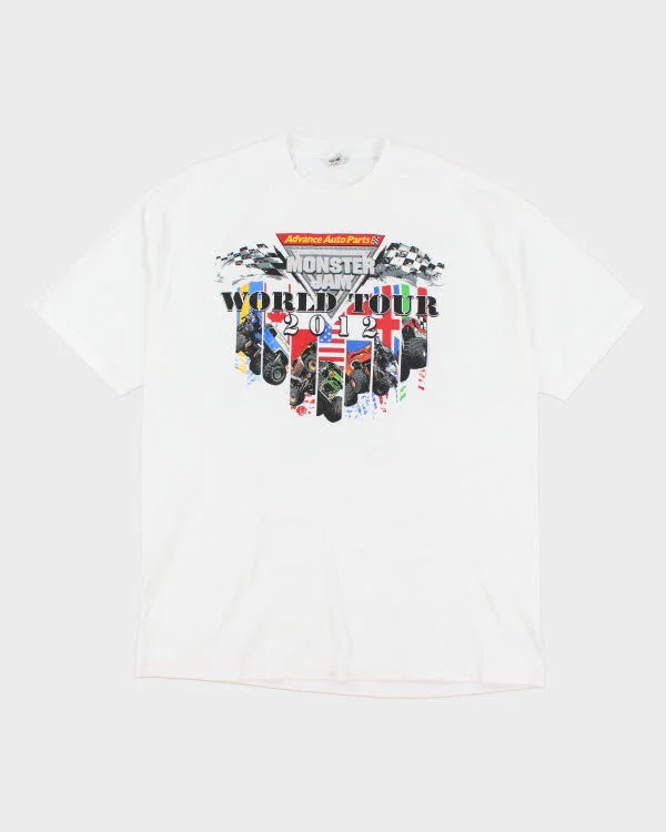 Monster Jam World Tour 2012 Graphic T-Shirt - XL Silk Blend Satin Velvet