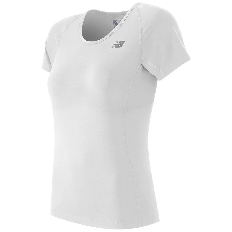 New Balance Womens Short Sleeve T-Shirt Silk Blend Satin Velvet