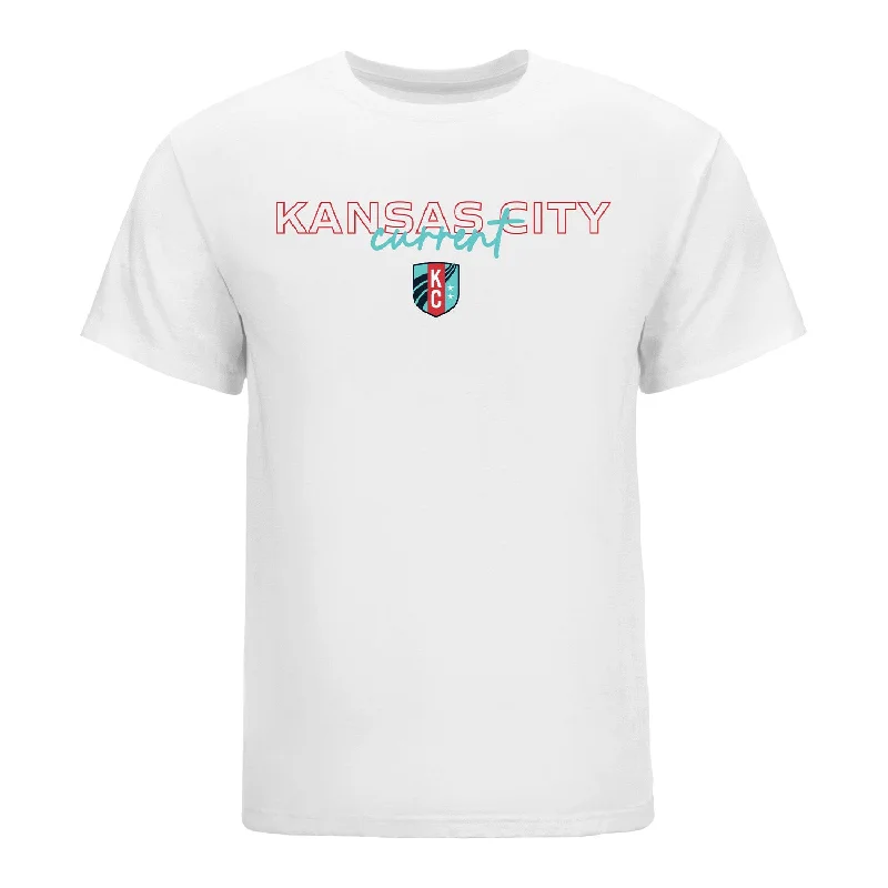 Unisex KC Current Mosaic Motion White Tee Wool Fabric Cashmere Fabric Tweed Fabric