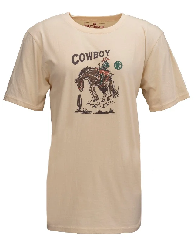 Danielle Comfy Graphic Tee - Tan Anti-Pilling Machine Wash Handmade