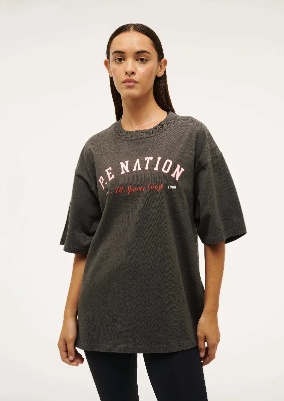 OVERLAND TEE IN GUNMETAL Lace Blend Ribbed Blend Corduroy Blend