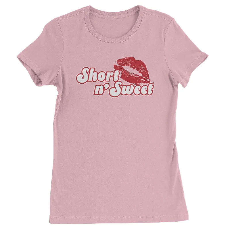 Short N' Sweet Red Lips  Womens T-shirt Notch Collar Peter Pan Collar Cowl Neck