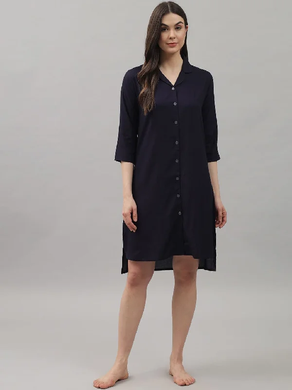 Solid Navy Blue Knee Length Rayon Sleep Shirt Rayon Fabric Velvet Fabric Corduroy Fabric Solid Navy Blue Knee Length Rayon Sleep Shirt Rayon Fabric Velvet Fabric Corduroy Fabric