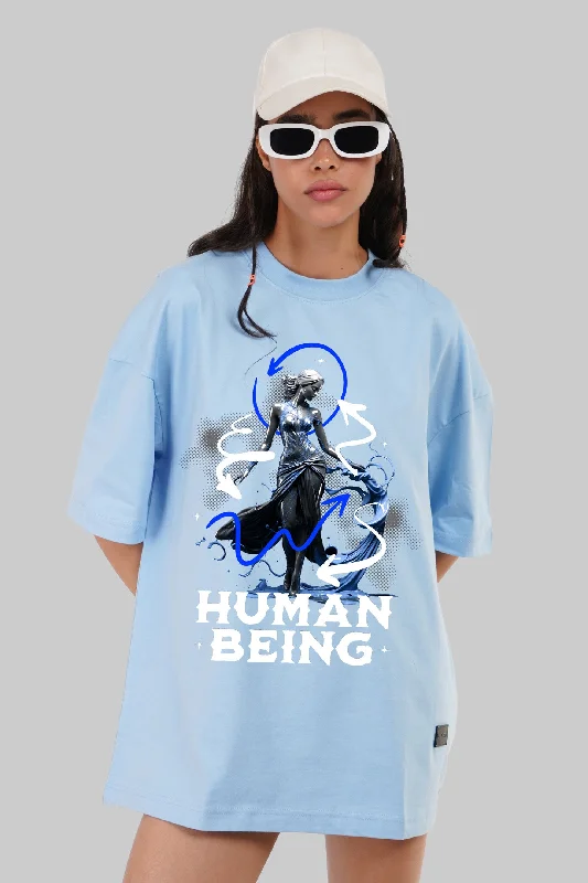 Spiritual Being Sky Blue Baggy Fit T-Shirt Women Plaid T-Shirt Polka Dot Checkered