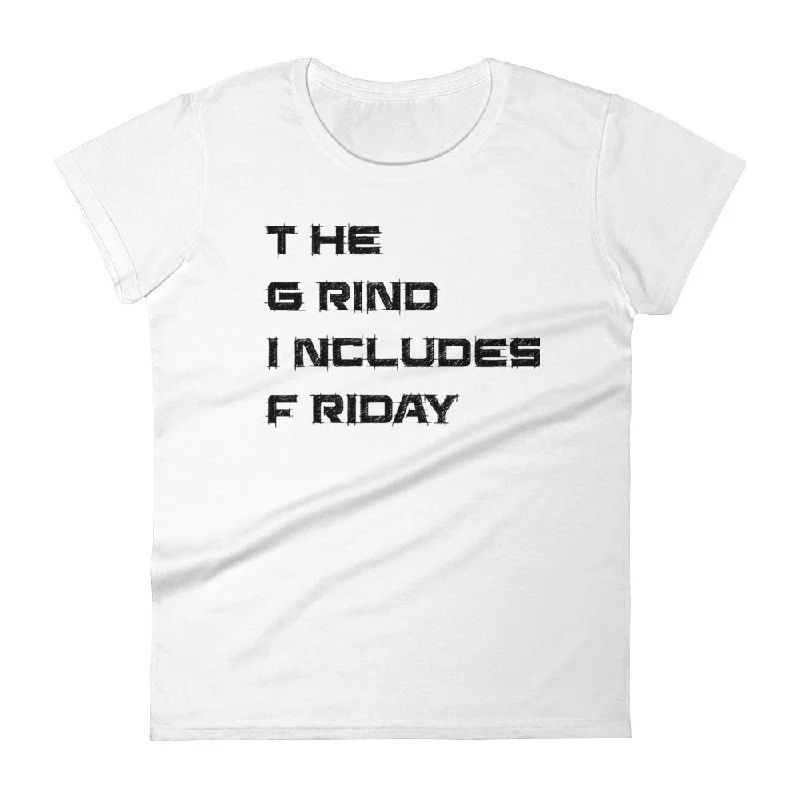 "TGIF "- Women's short sleeve t-shirt Collared T-Shirt Boat Neck A-Line