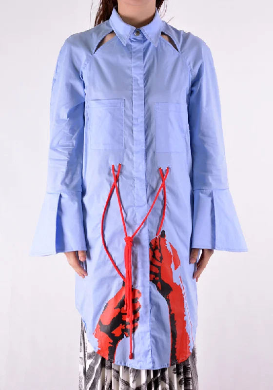 THEBE MAGUGU TM SS20-00004 WOMANDLA LONG SHIRT POWDER BLUE Ribbed T-Shirt High Neck Heavyweight THEBE MAGUGU TM SS20-00004 WOMANDLA LONG SHIRT POWDER BLUE Ribbed T-Shirt High Neck Heavyweight