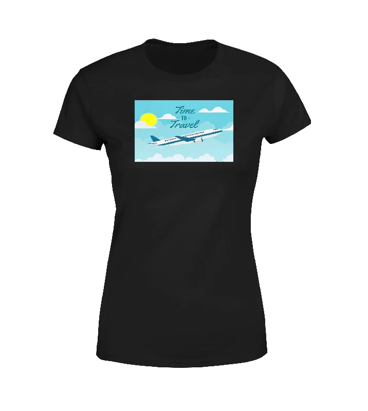 Time to Travel Designed Women T-Shirts Layered Multi-layer Single Layer