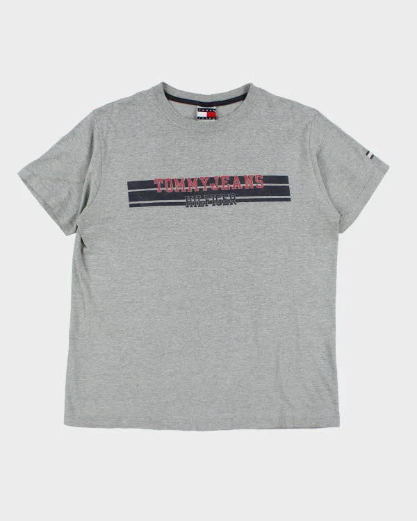 Vintage Y2K Tommy Hilfiger Logo T-Shirt - M Chenille Blend Fleece Blend Nylon Blend